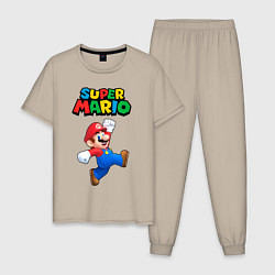 Пижама хлопковая мужская Super Mario, цвет: миндальный
