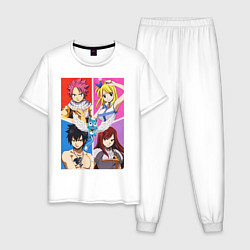 Пижама хлопковая мужская Fairy Tail Team, цвет: белый