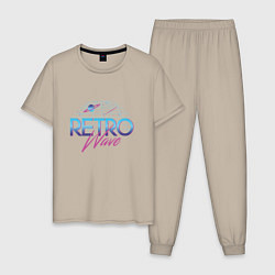 Пижама хлопковая мужская Retrowave Spacetraveling, цвет: миндальный
