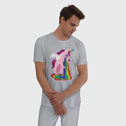 Пижама хлопковая мужская Единорог, цвет: меланж — фото 2