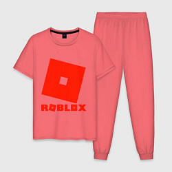 Пижама хлопковая мужская Roblox Logo, цвет: коралловый