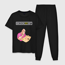 Пижама хлопковая мужская GEODEZZIST, цвет: черный