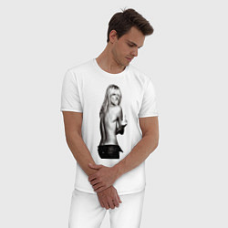 Пижама хлопковая мужская Heidi Klum: Fuck Off!, цвет: белый — фото 2
