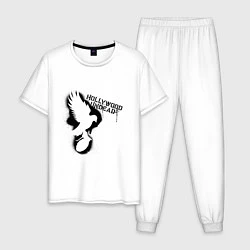 Пижама хлопковая мужская Hollywood Undead: graffiti, цвет: белый