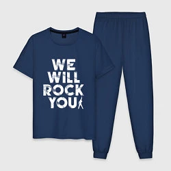 Пижама хлопковая мужская We Wil Rock You, цвет: тёмно-синий