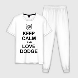 Пижама хлопковая мужская Keep Calm & Love Dodge, цвет: белый