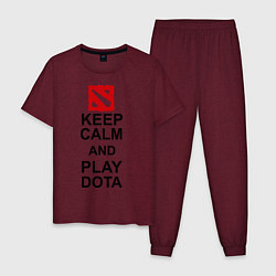 Пижама хлопковая мужская Keep Calm & Play Dota, цвет: меланж-бордовый