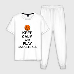 Пижама хлопковая мужская Keep Calm & Play Basketball, цвет: белый