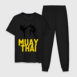 Пижама хлопковая мужская Muay Thai, цвет: черный