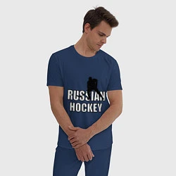 Пижама хлопковая мужская Russian hockey, цвет: тёмно-синий — фото 2