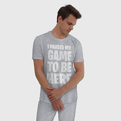 Пижама хлопковая мужская PUBG: I Paused My Game, цвет: меланж — фото 2
