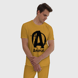 Пижама хлопковая мужская Animal Logo, цвет: горчичный — фото 2