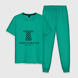 Пижама хлопковая мужская Torchwood Institute, цвет: зеленый