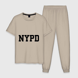 Пижама хлопковая мужская NYPD цвета миндальный — фото 1