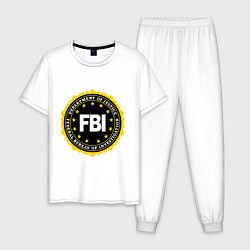 Пижама хлопковая мужская FBI Departament, цвет: белый