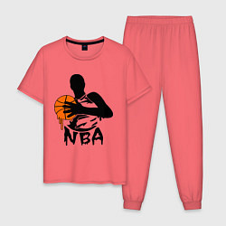 Пижама хлопковая мужская NBA цвета коралловый — фото 1