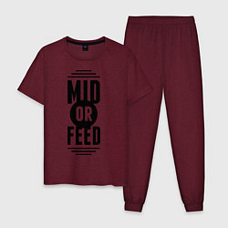 Пижама хлопковая мужская Mid or feed, цвет: меланж-бордовый