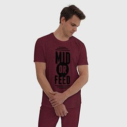 Пижама хлопковая мужская Mid or feed, цвет: меланж-бордовый — фото 2