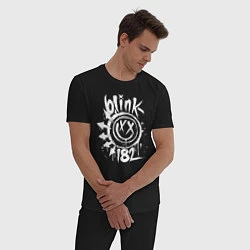 Пижама хлопковая мужская Blink-182: Smile, цвет: черный — фото 2