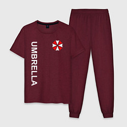 Пижама хлопковая мужская UMBRELLA CORP, цвет: меланж-бордовый