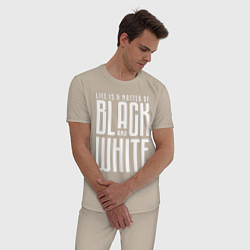 Пижама хлопковая мужская Juventus: Black & White, цвет: миндальный — фото 2