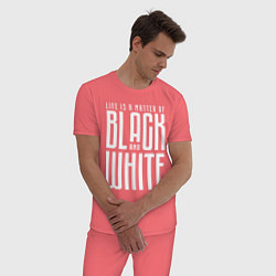 Пижама хлопковая мужская Juventus: Black & White, цвет: коралловый — фото 2