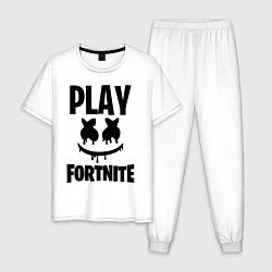 Пижама хлопковая мужская Marshmello: Play Fortnite, цвет: белый