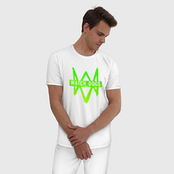 Пижама хлопковая мужская Watch Dogs: Green Logo, цвет: белый — фото 2