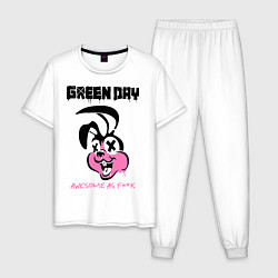 Пижама хлопковая мужская Green Day: Awesome as FCK, цвет: белый