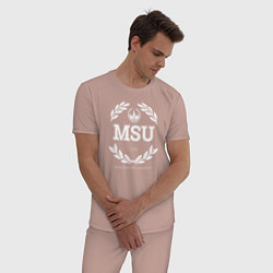 Пижама хлопковая мужская MSU, цвет: пыльно-розовый — фото 2