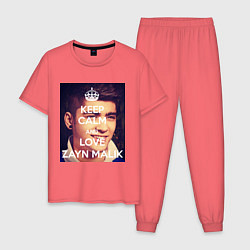 Пижама хлопковая мужская Keep Calm & Love Zayn Malik, цвет: коралловый