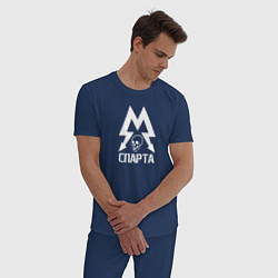 Пижама хлопковая мужская Метро: Спарта цвета тёмно-синий — фото 2