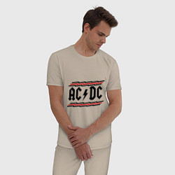 Пижама хлопковая мужская AC/DC Voltage, цвет: миндальный — фото 2