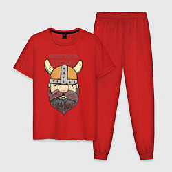 Пижама хлопковая мужская Born to be a Viking, цвет: красный