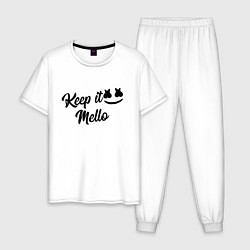 Пижама хлопковая мужская Keep it Mello, цвет: белый