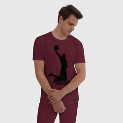 Пижама хлопковая мужская Jordan Basketball, цвет: меланж-бордовый — фото 2