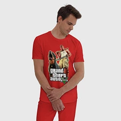 Пижама хлопковая мужская GTA 5: Man & Dog, цвет: красный — фото 2