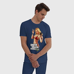 Пижама хлопковая мужская GTA V: Selfie, цвет: тёмно-синий — фото 2