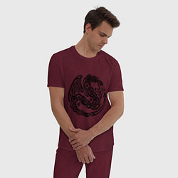 Пижама хлопковая мужская Кельтский дракон, цвет: меланж-бордовый — фото 2