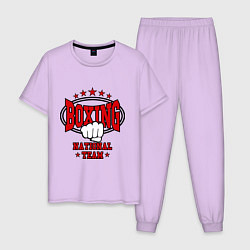 Пижама хлопковая мужская Boxing national team, цвет: лаванда