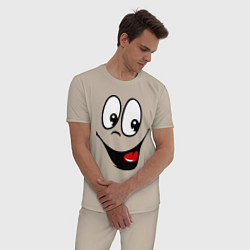 Пижама хлопковая мужская Заразительная улыбка, цвет: миндальный — фото 2