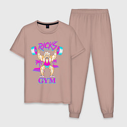 Пижама хлопковая мужская Ricks GYM, цвет: пыльно-розовый