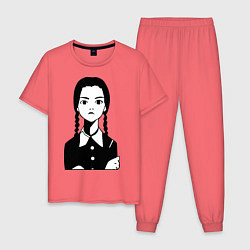 Пижама хлопковая мужская Wednesday Addams, цвет: коралловый