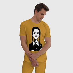 Пижама хлопковая мужская Wednesday Addams, цвет: горчичный — фото 2