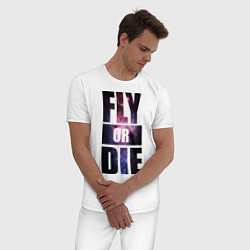 Пижама хлопковая мужская Fly or Die: Space, цвет: белый — фото 2