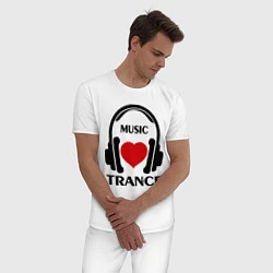 Пижама хлопковая мужская Trance Music is Love, цвет: белый — фото 2