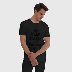 Пижама хлопковая мужская Keep Calm & Drink Coffee, цвет: черный — фото 2