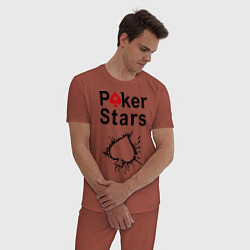 Пижама хлопковая мужская Poker Stars, цвет: кирпичный — фото 2