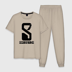 Пижама хлопковая мужская Scorpions logo, цвет: миндальный