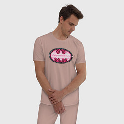 Пижама хлопковая мужская Batgirl, цвет: пыльно-розовый — фото 2